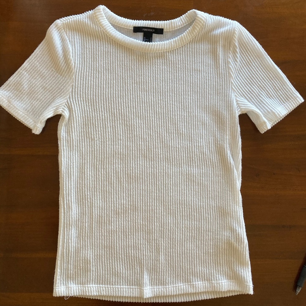 Fitted white ribbed Forever 21 T-Shirt